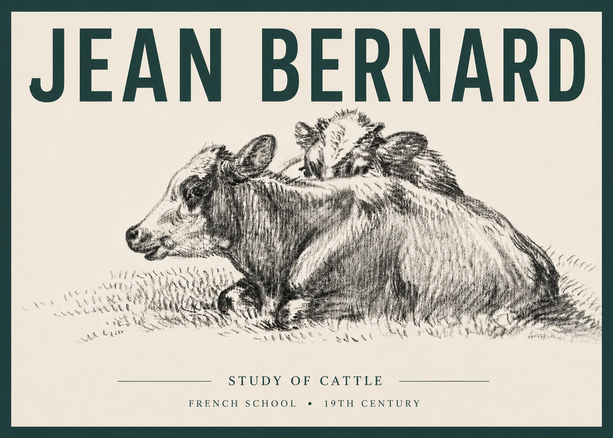 Jean Bernard Study of Cows No6 - Plakát
