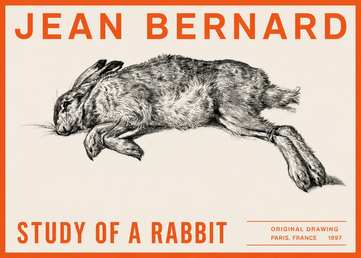 Jean Bernard Study of a Rabbit No2 - Plakát