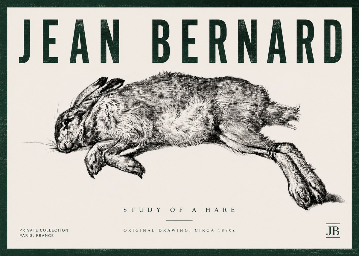 Jean Bernard Study of a Rabbit No6 - Plakát