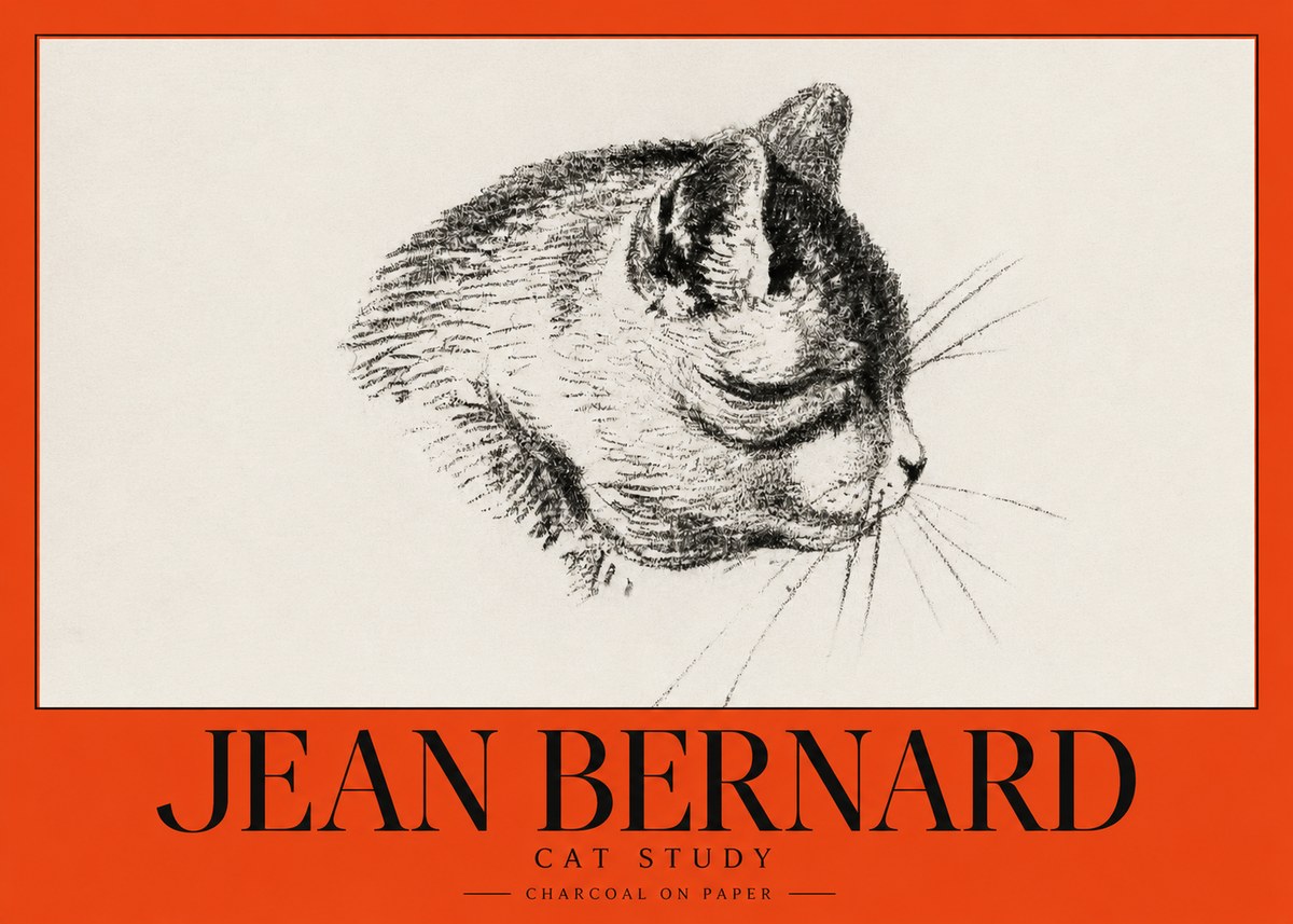 Jean Bernard Cat Study IV No3 - Plakát