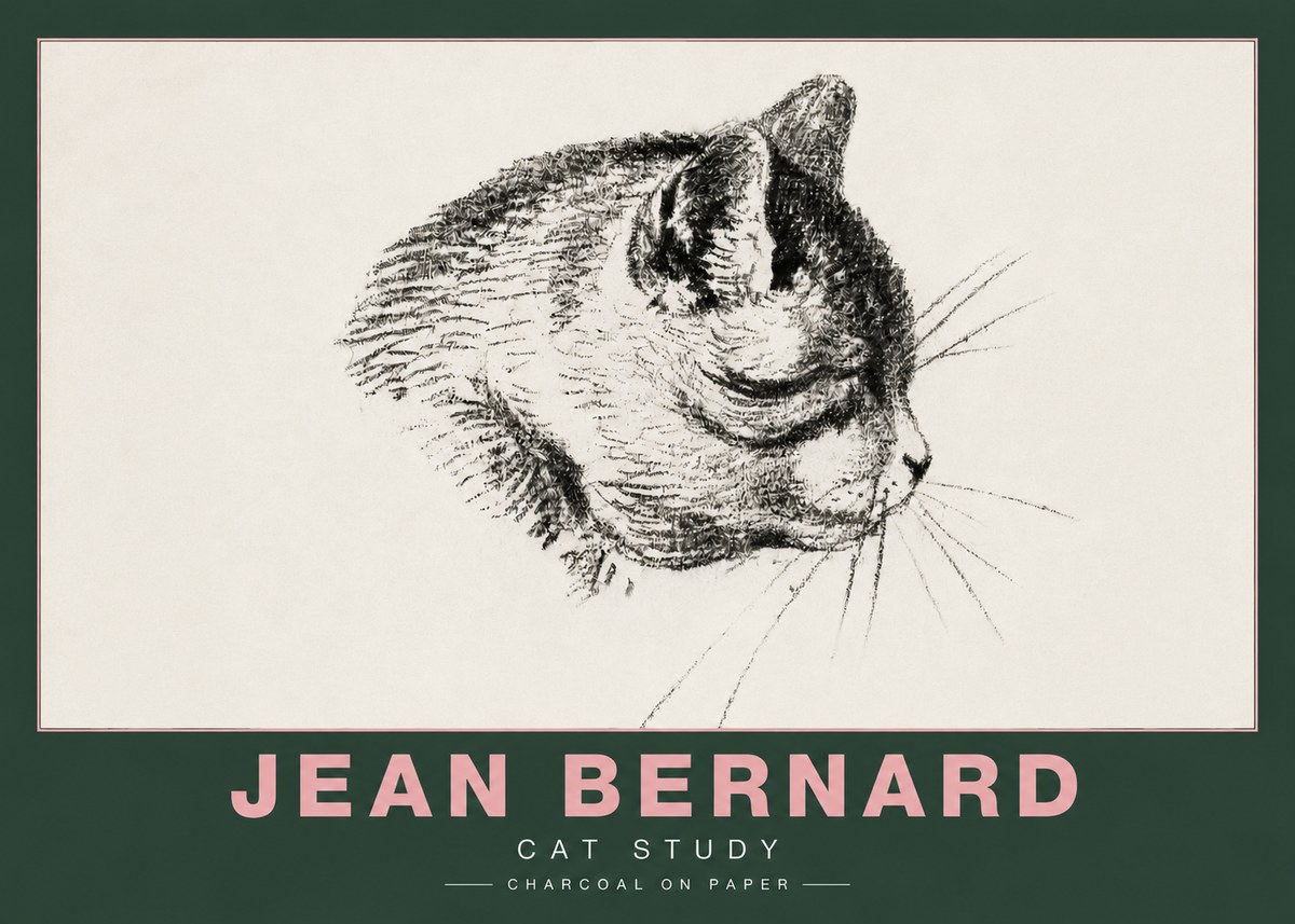 Jean Bernard Cat Study IV No4 - Plakát