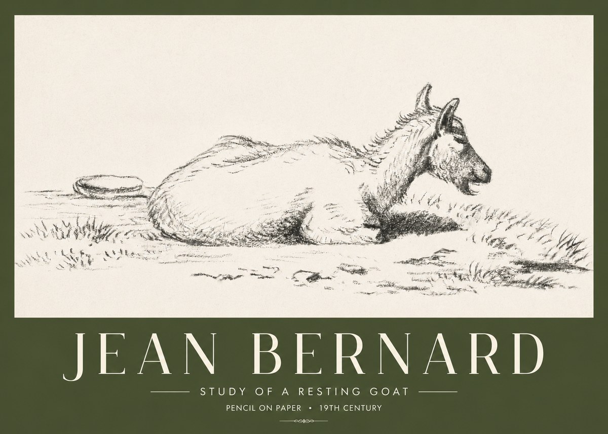 Jean Bernard Study of a Resting Goat No4 - Plakát