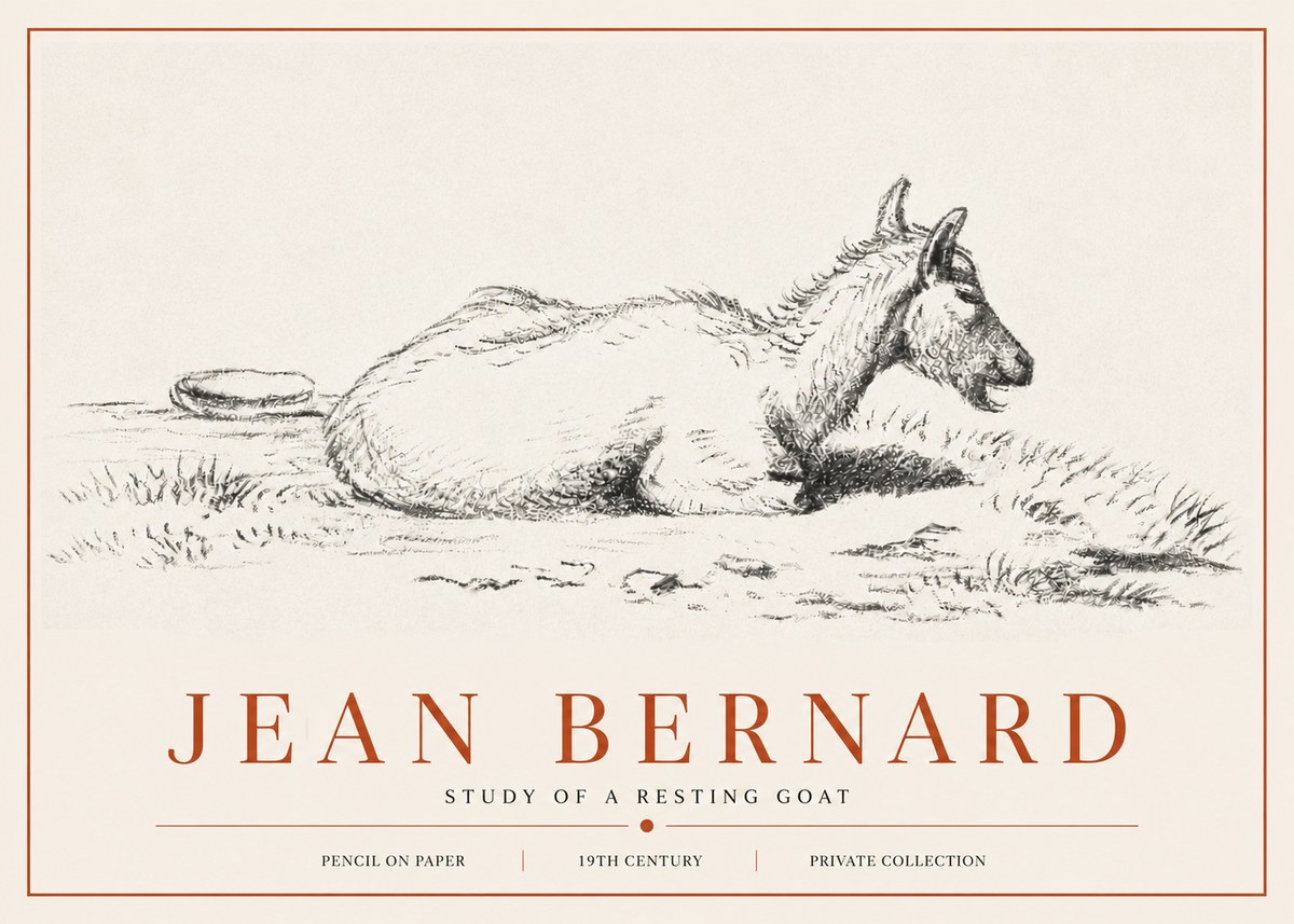 Jean Bernard Study of a Resting Goat No6 - Plakát