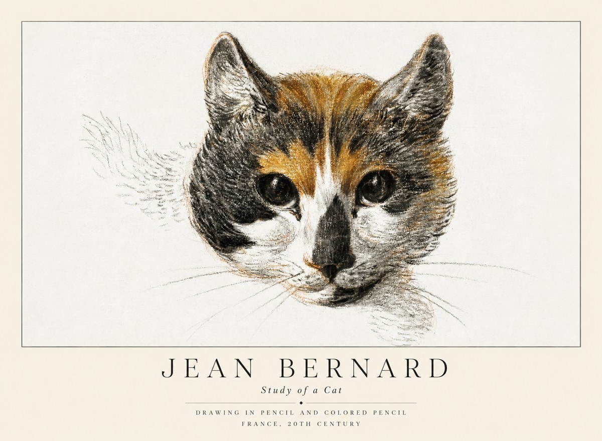Jean Bernard Study of a Cat II No1 - Plakát