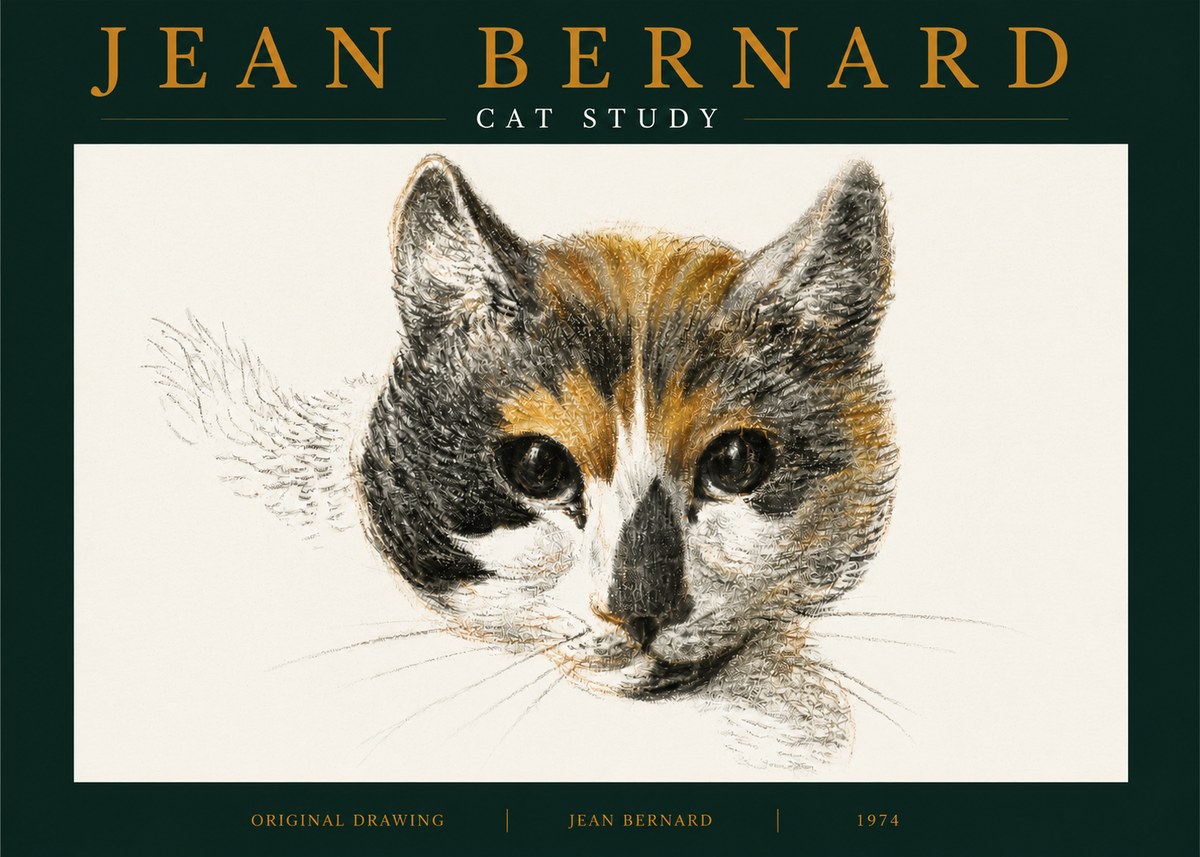 Jean Bernard Study of a Cat II No5 - Plakát