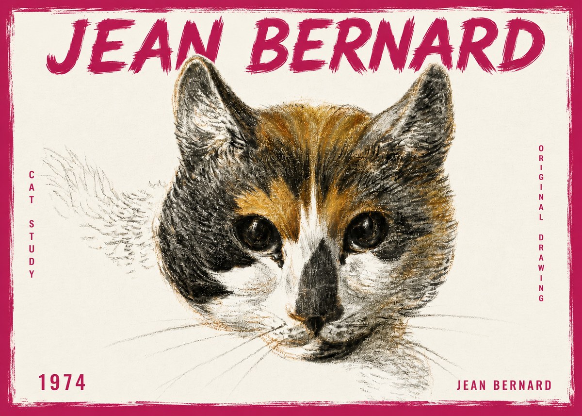 Jean Bernard Study of a Cat II No6 - Plakát
