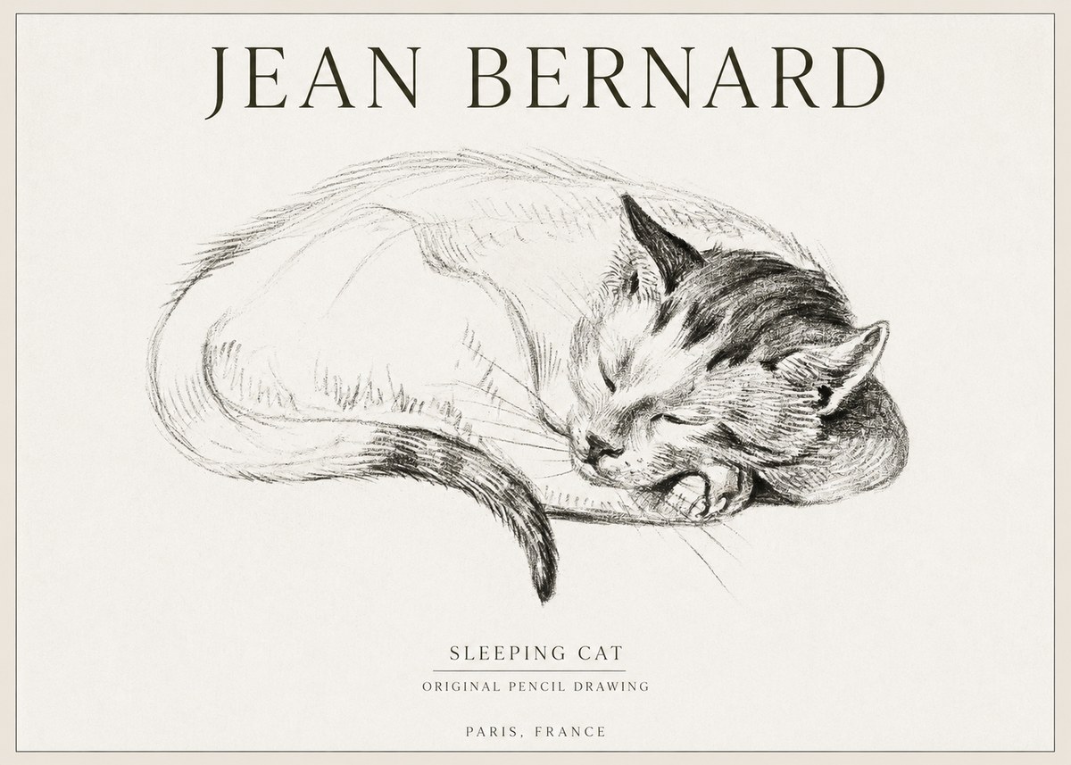 Jean Bernard Sleeping Cat IV No1 - Plakát