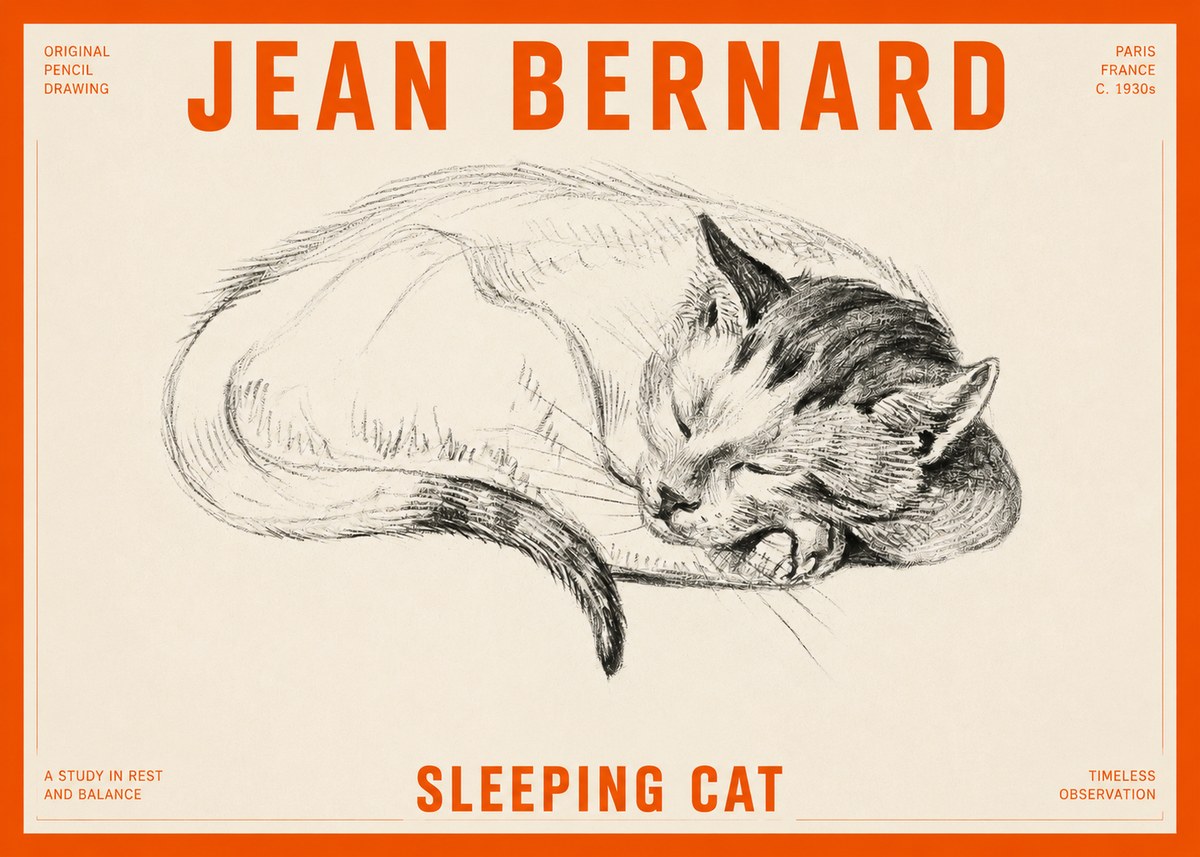 Jean Bernard Sleeping Cat IV No2 - Plakát