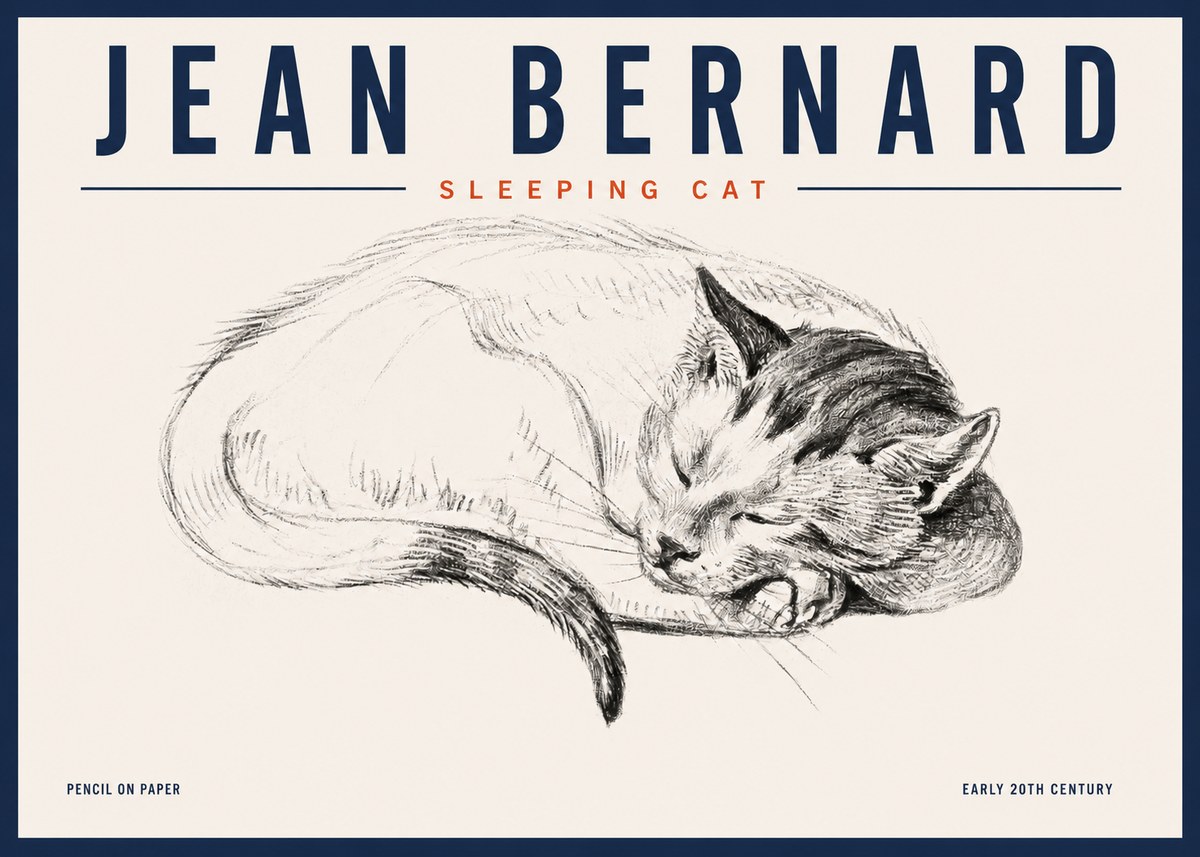 Jean Bernard Sleeping Cat IV No4 - Plakát
