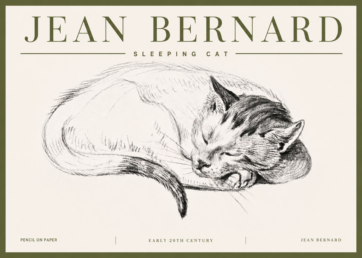 Jean Bernard Sleeping Cat IV No5 - Plakát