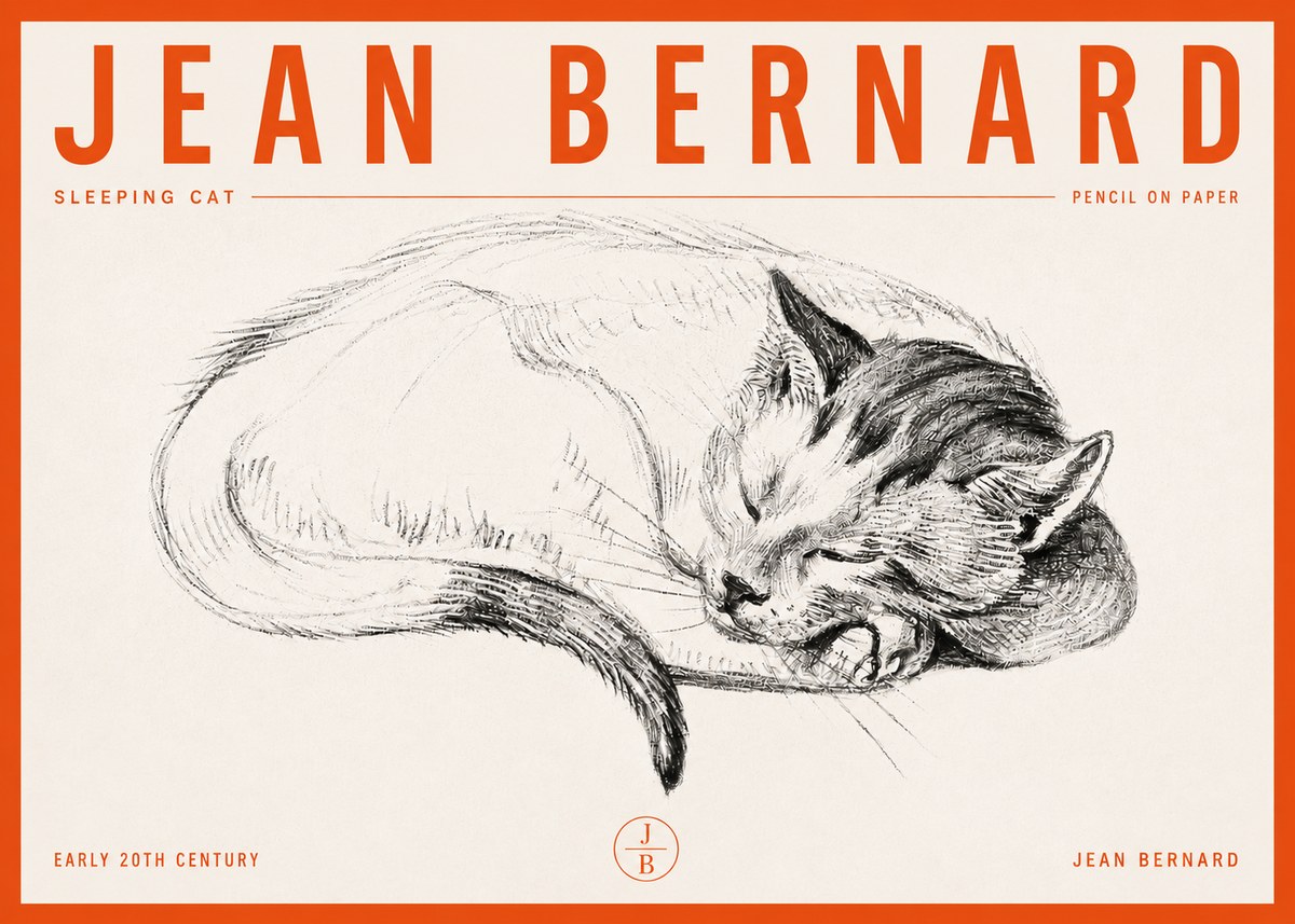 Jean Bernard Sleeping Cat IV No6 - Plakát