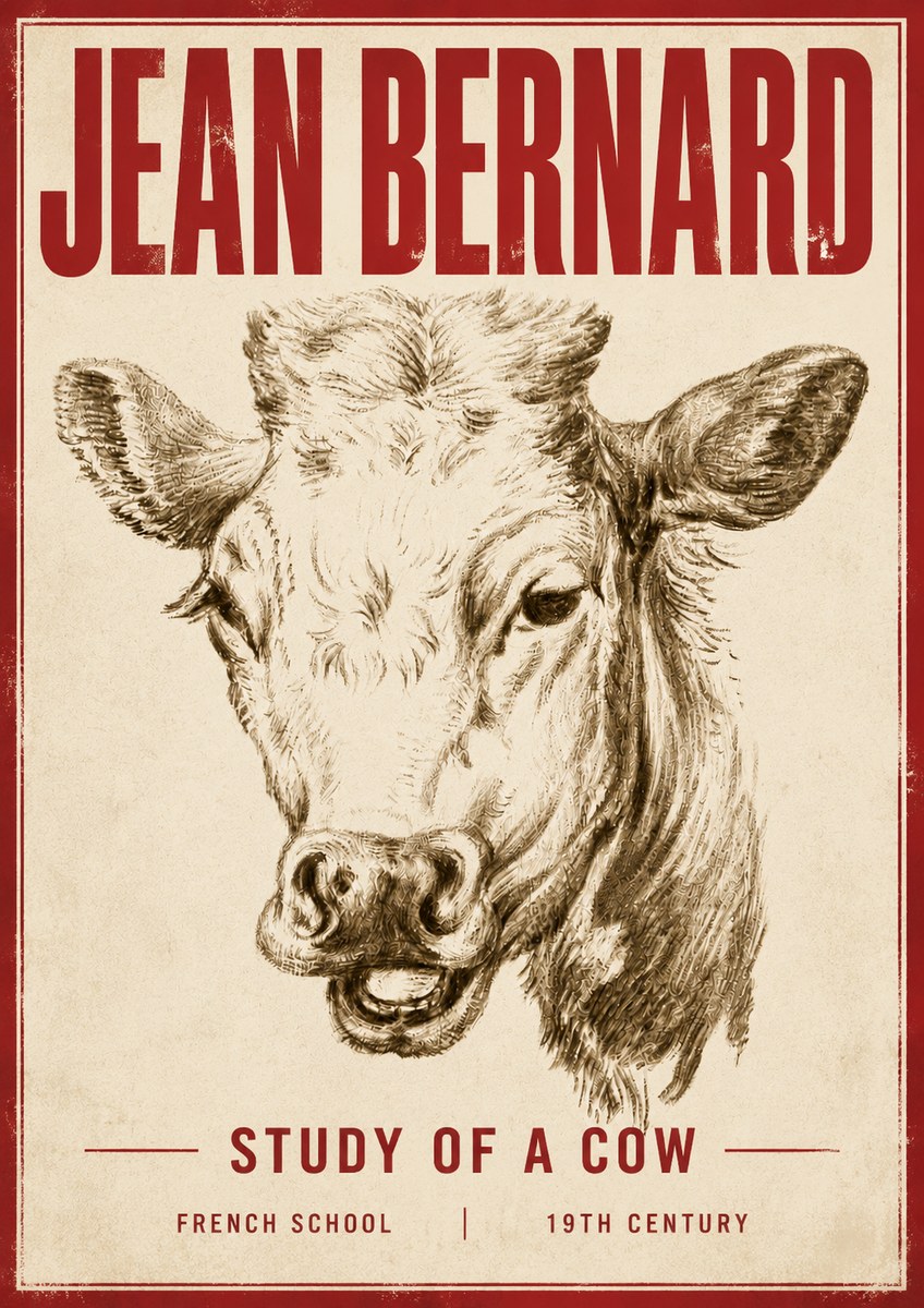 Jean Bernard Study of a Cow IV No5 - Plakát