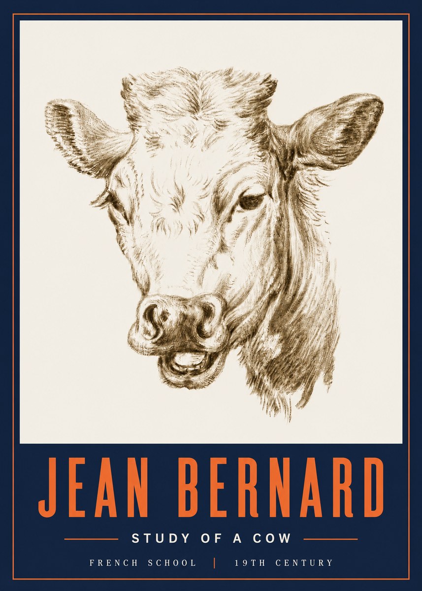 Jean Bernard Study of a Cow IV No6 - Plakát