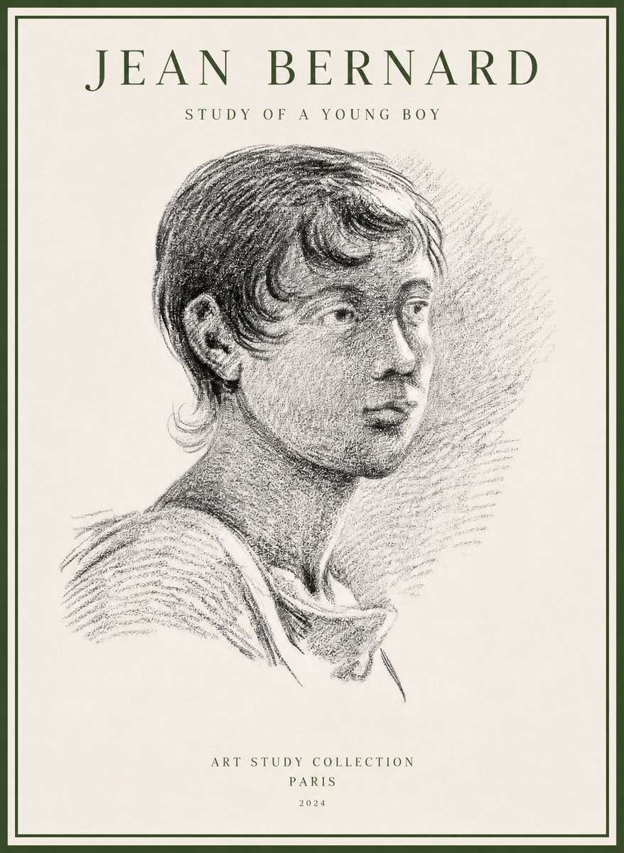Jean Bernard Study of a Young Boy No1 - Plakát