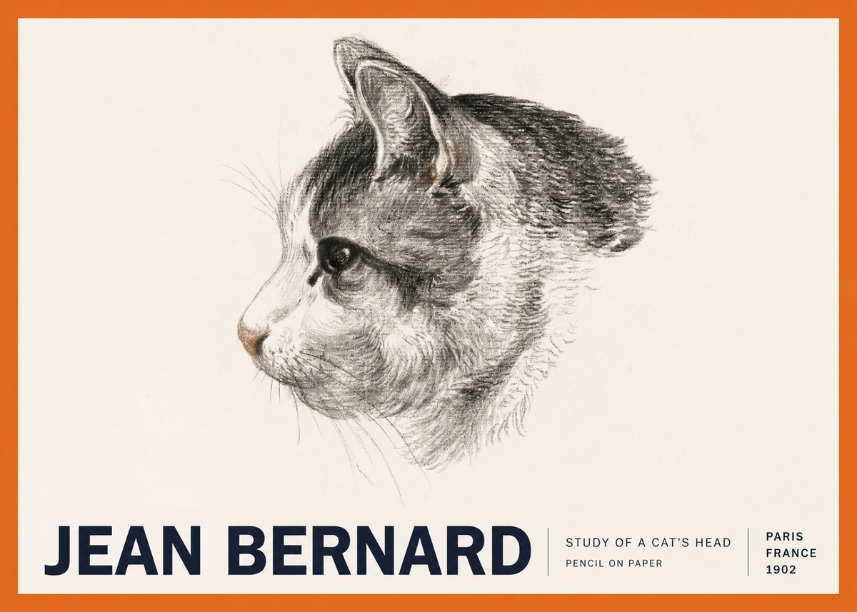 Jean Bernard Cat Study, Profile No6 - Plakát