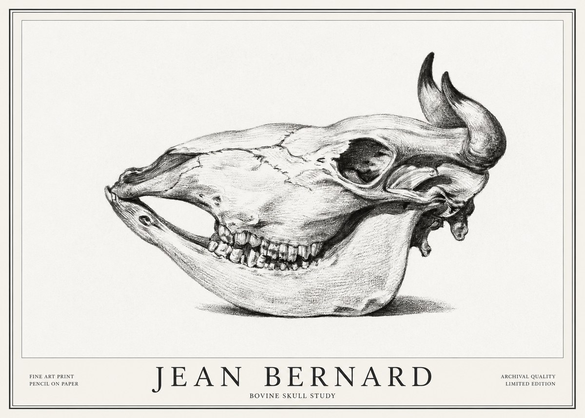 Jean Bernard Bovine Skull Study No1 - Plakát