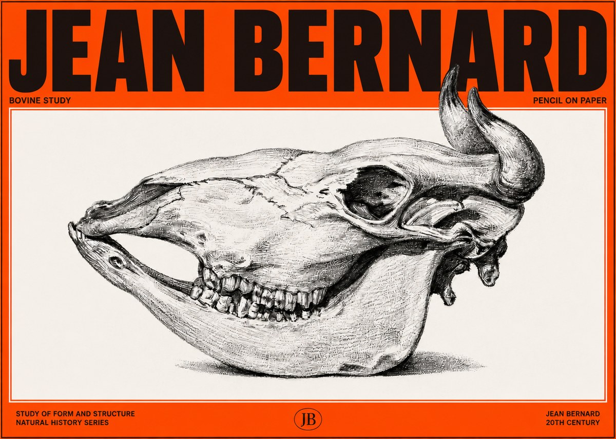 Jean Bernard Bovine Skull Study No3 - Plakát