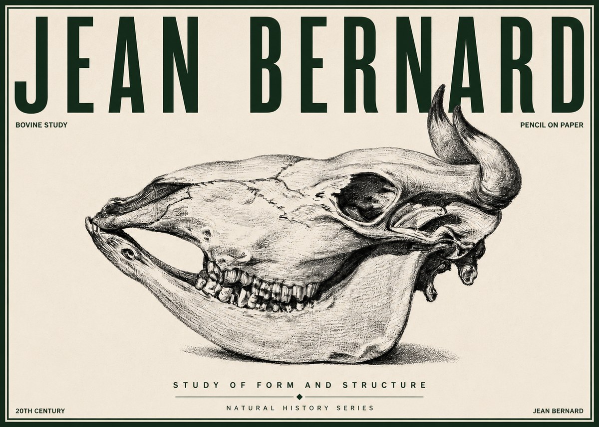 Jean Bernard Bovine Skull Study No4 - Plakát