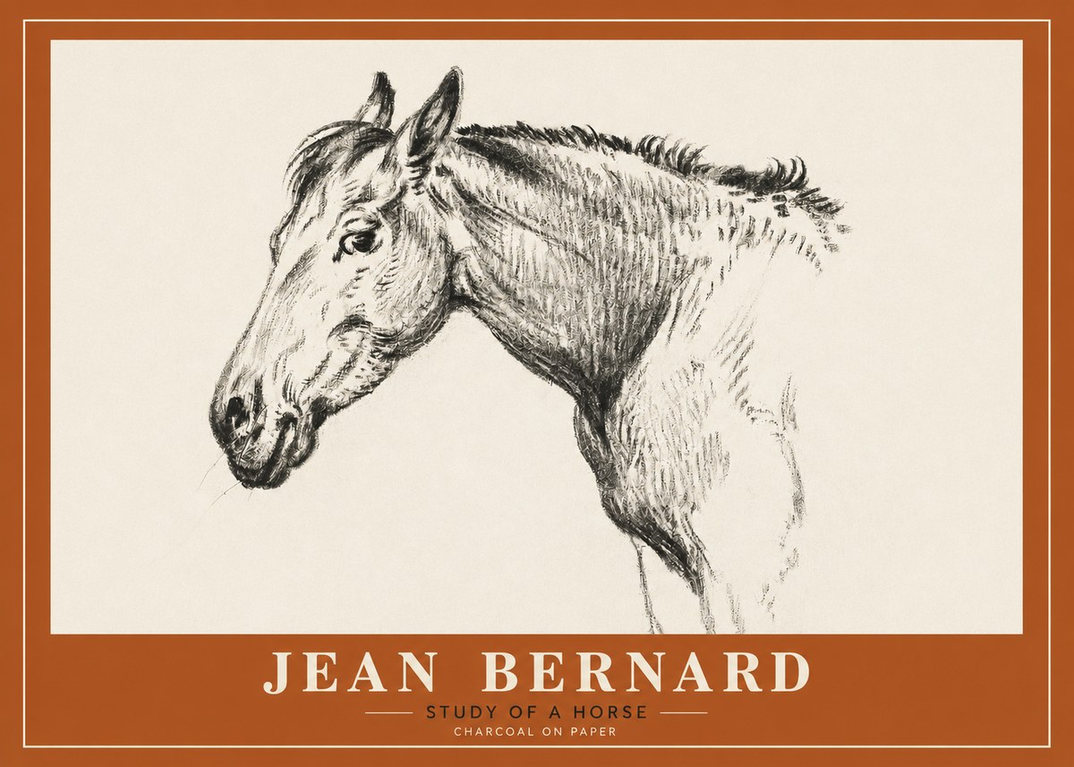 Jean Bernard Study of a Horse VI No2 - Plakát