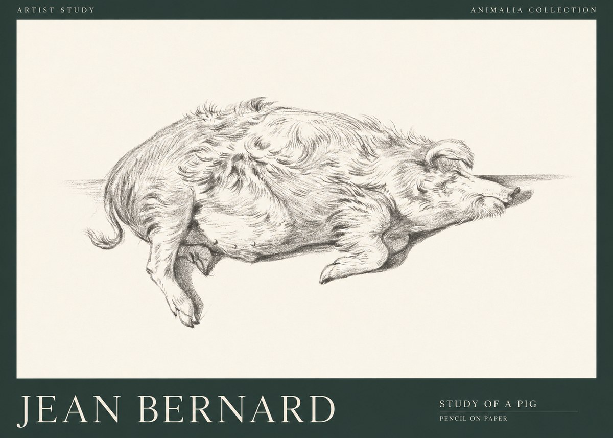 Jean Bernard Study of a Pig I No1 - Plakát