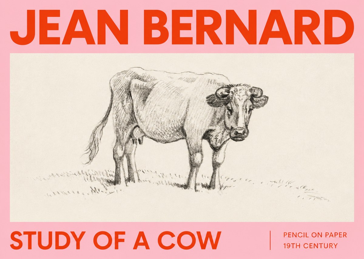 Jean Bernard Study of a Cow V No2 - Plakát