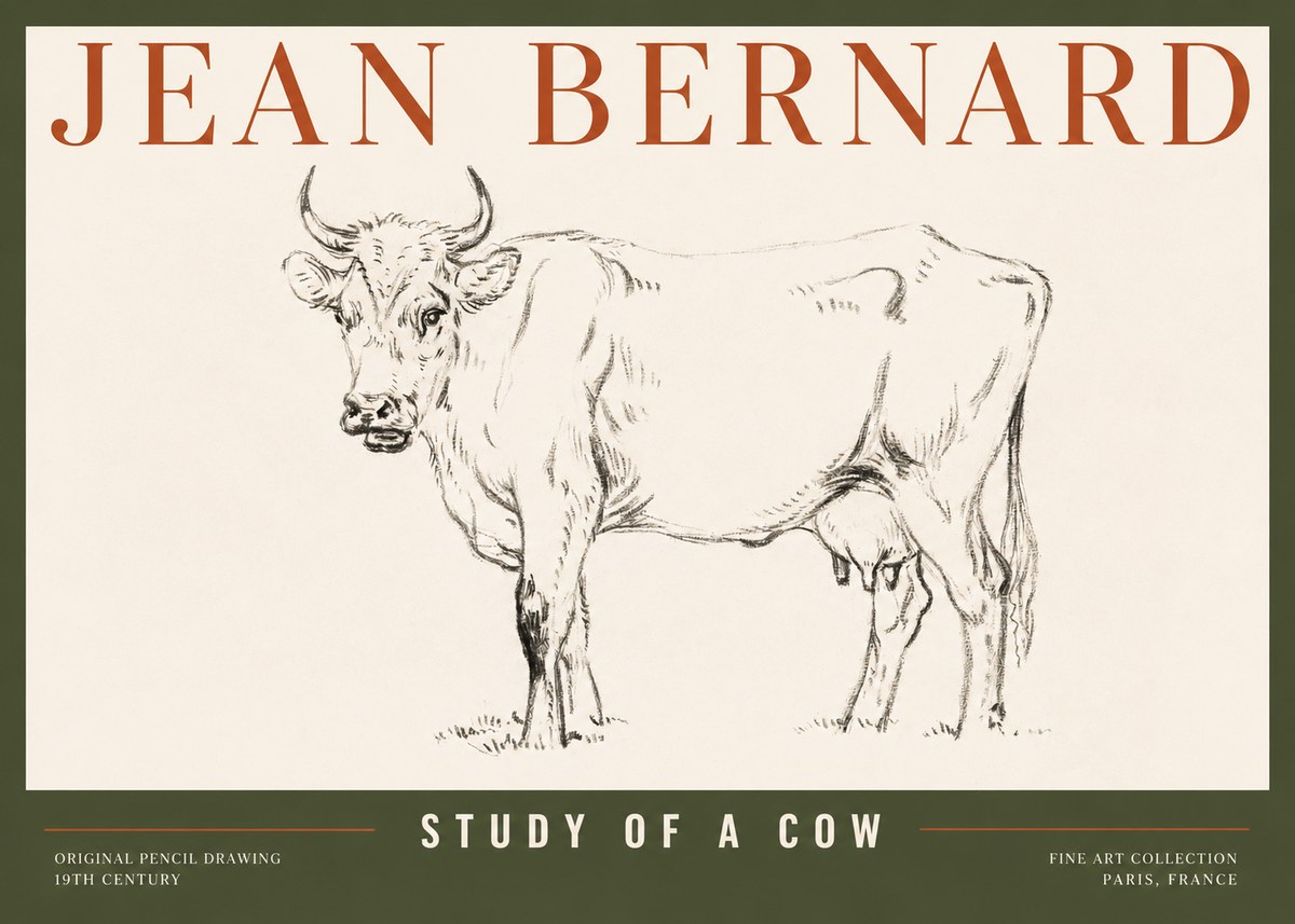 Jean Bernard Study of a Cow VI No2 - Plakát