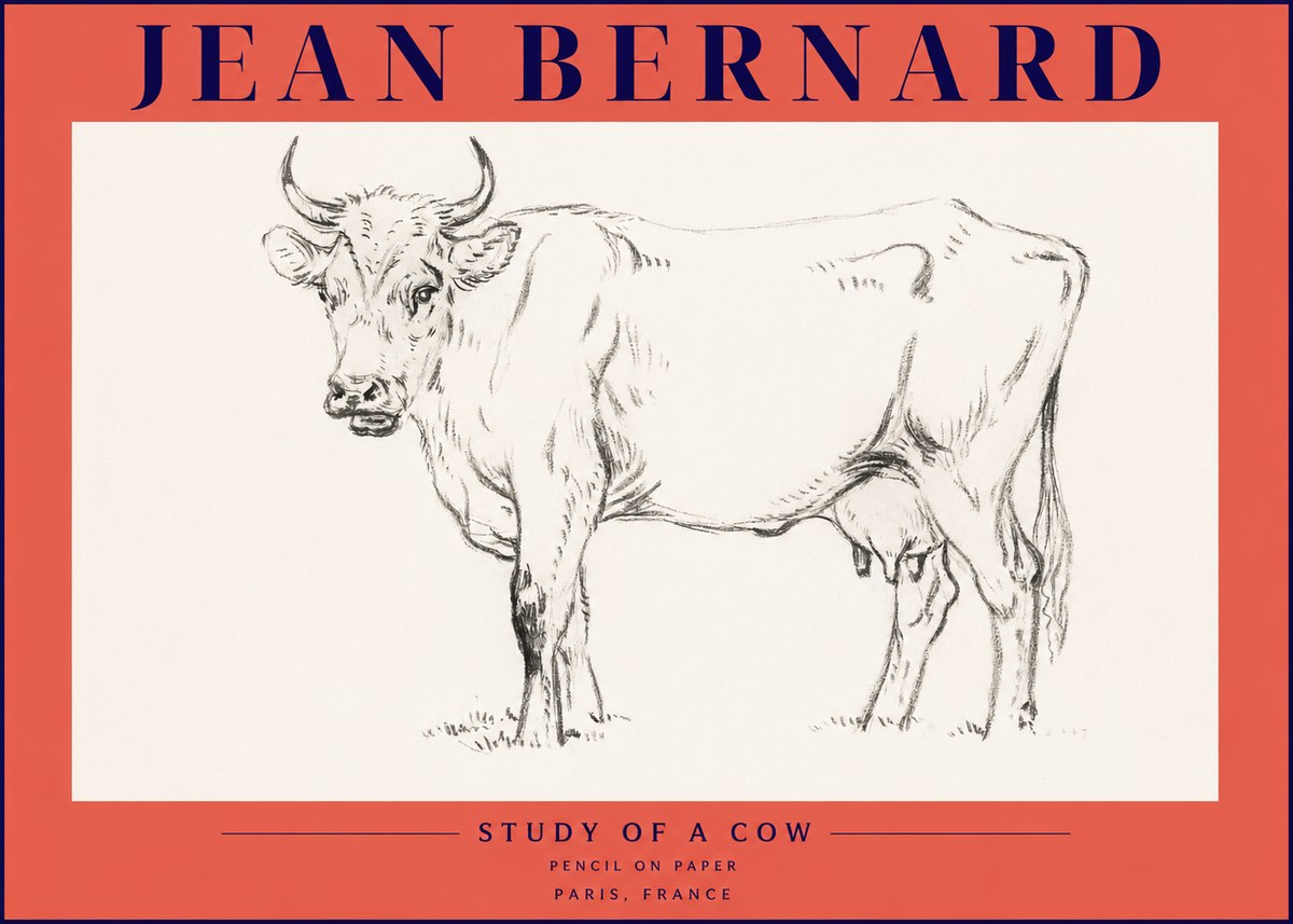 Jean Bernard Study of a Cow VI No4 - Plakát