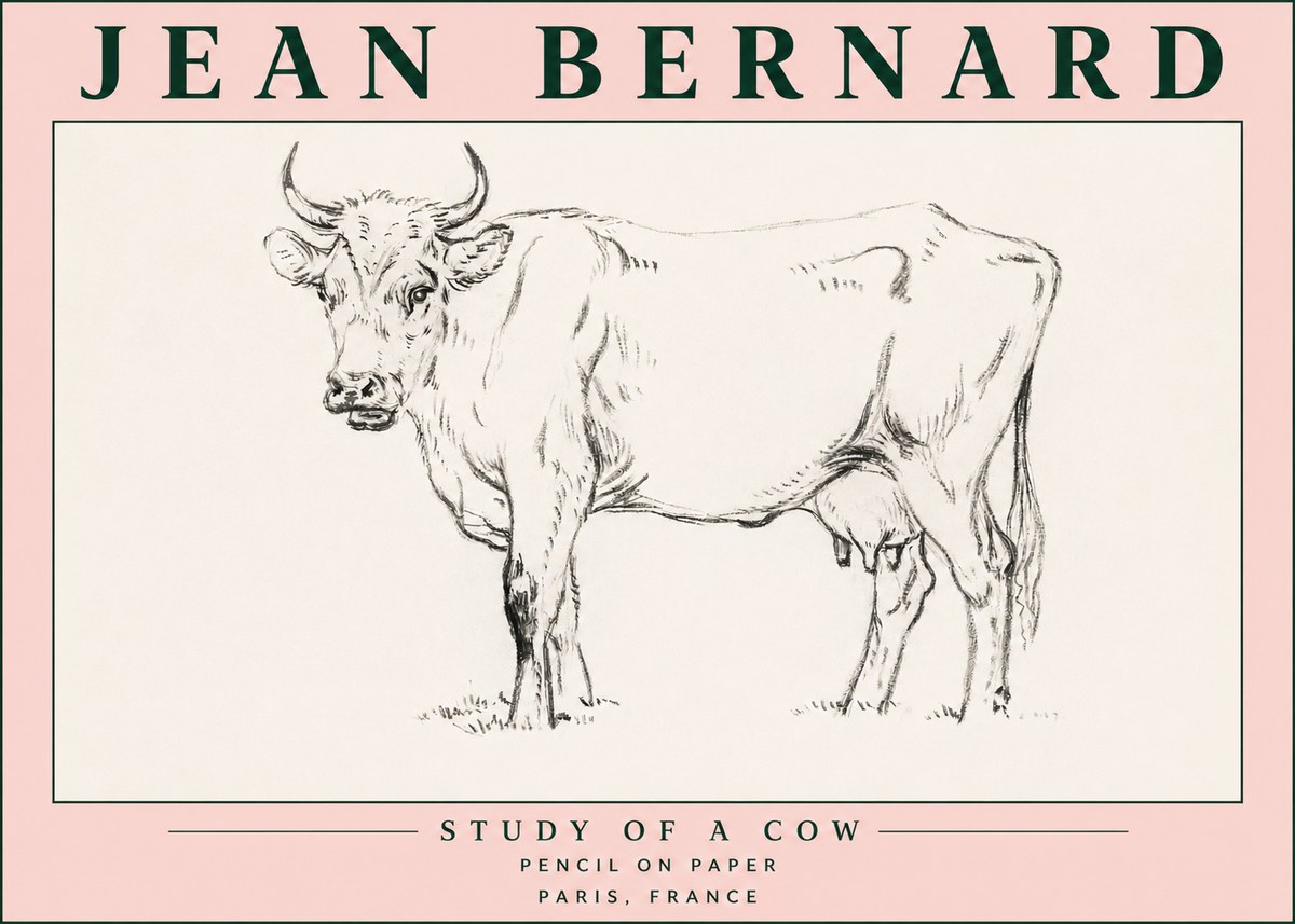 Jean Bernard Study of a Cow VI No5 - Plakát