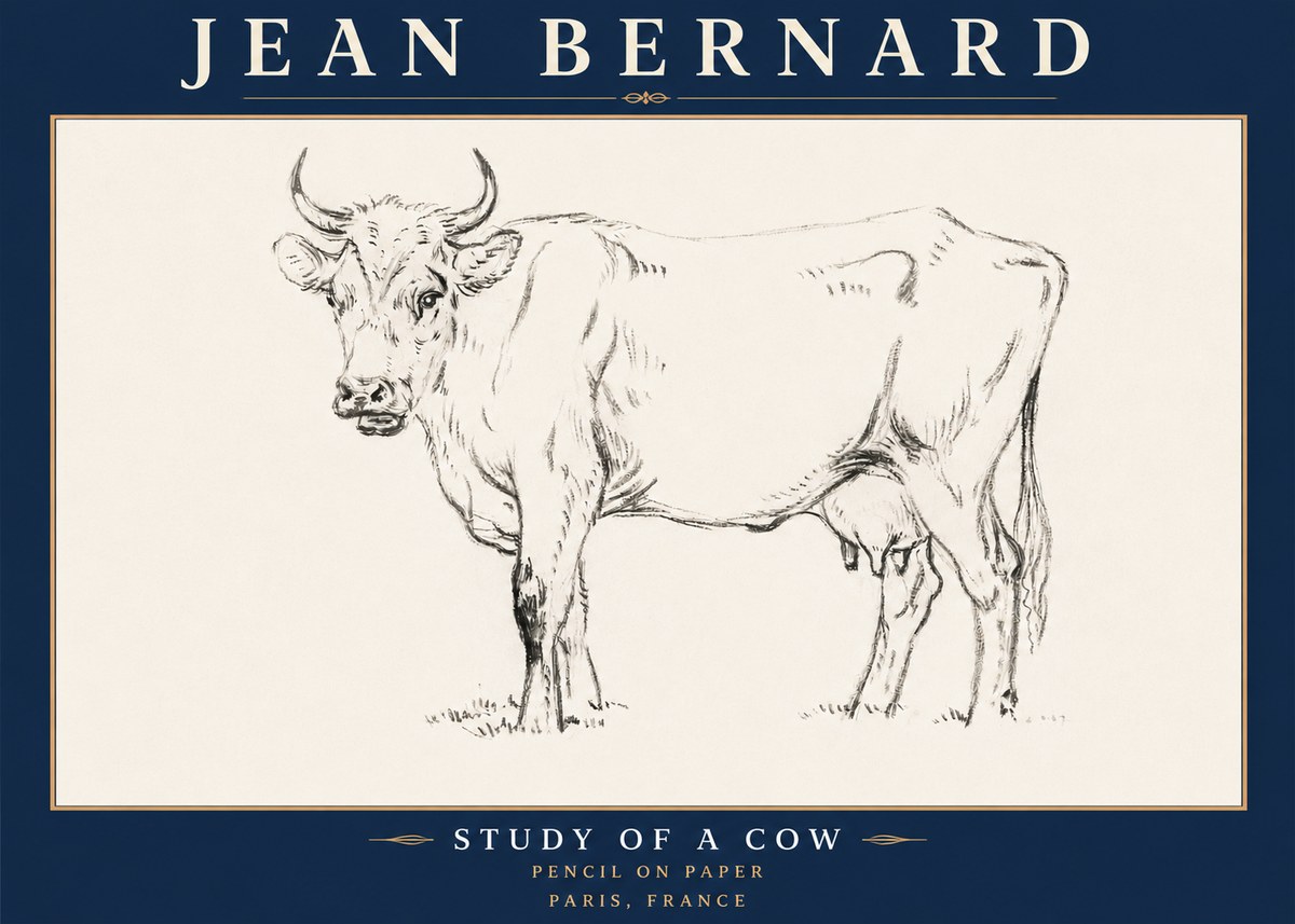 Jean Bernard Study of a Cow VI No6 - Plakát