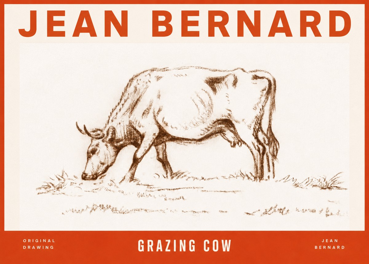Jean Bernard Grazing Cow II No2 - Plakát