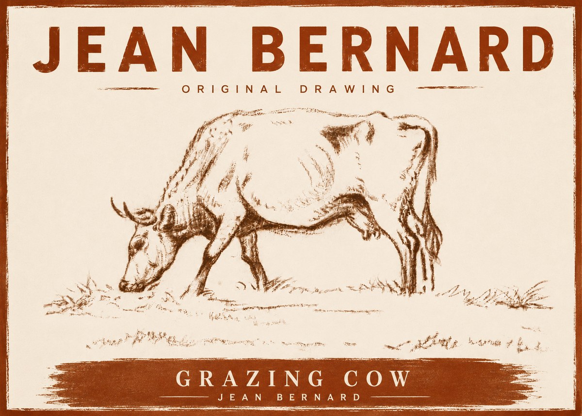 Jean Bernard Grazing Cow II No5 - Plakát