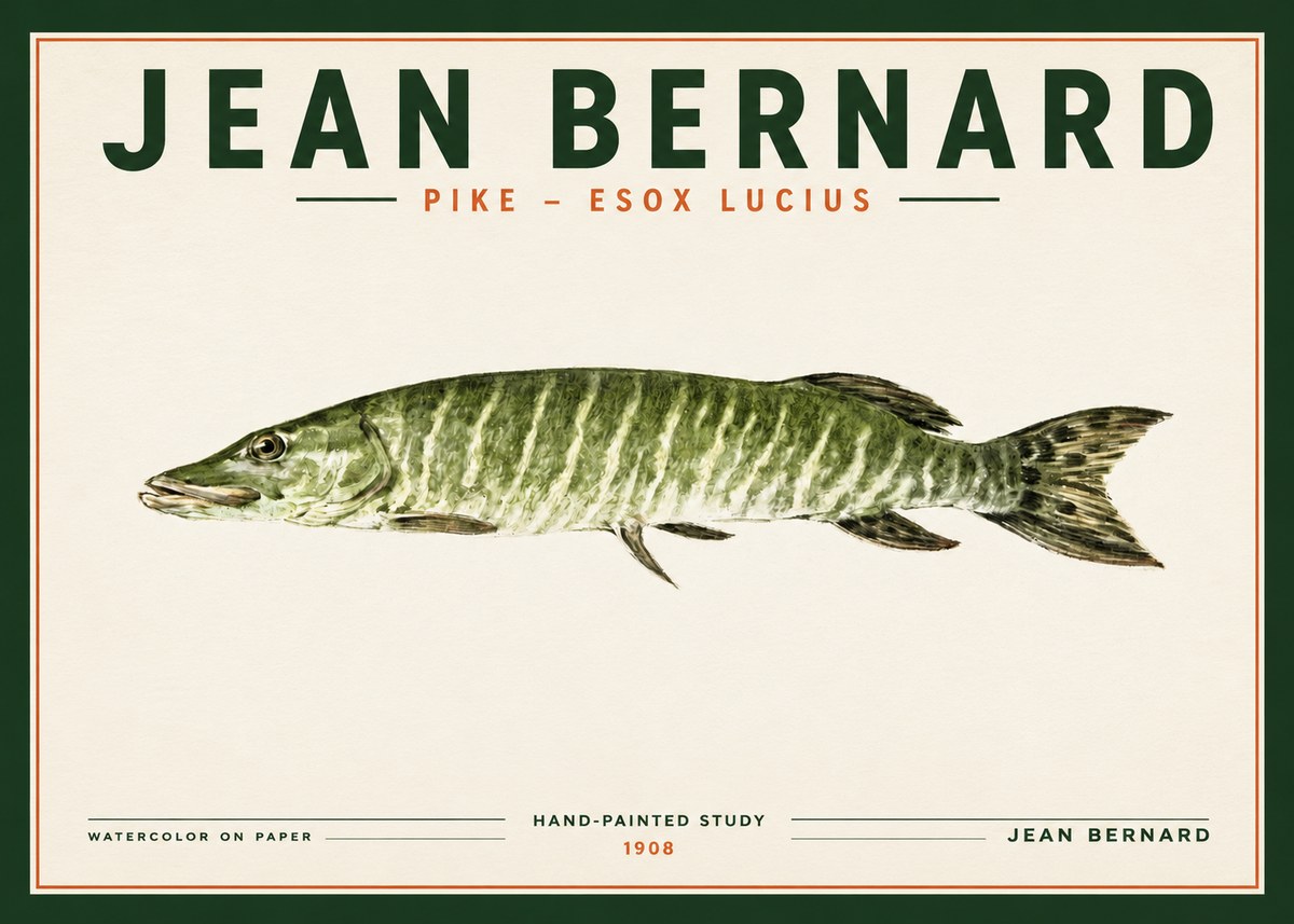 Jean Bernard Northern Pike No3 - Plakát