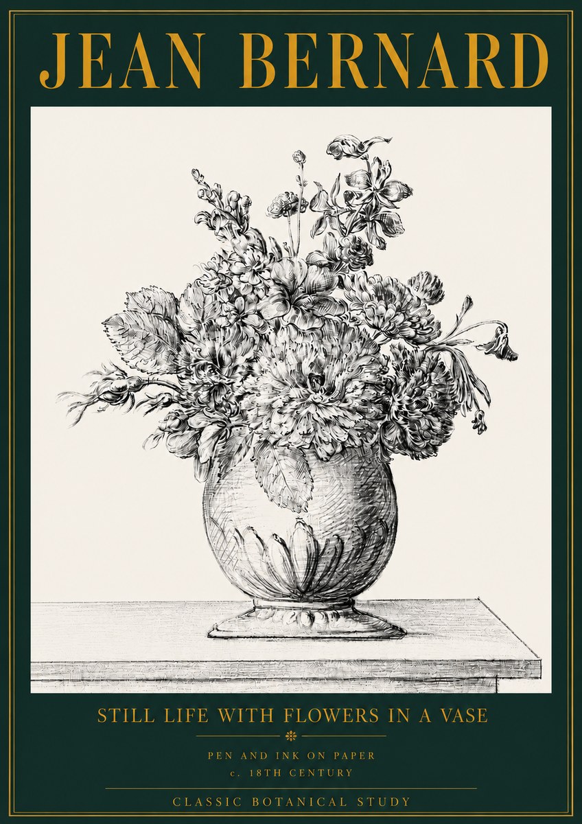 Jean Bernard Floral Composition in a Vase No4 - Plakát
