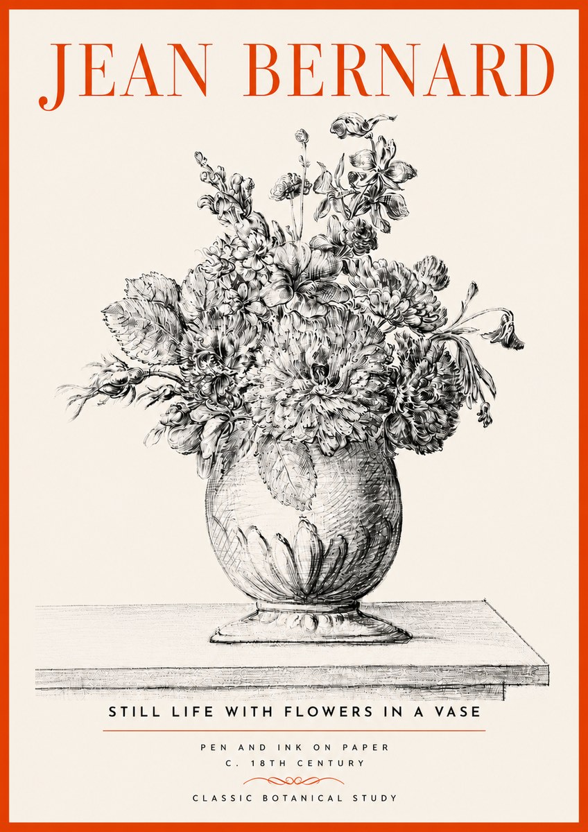 Jean Bernard Floral Composition in a Vase No5 - Plakát