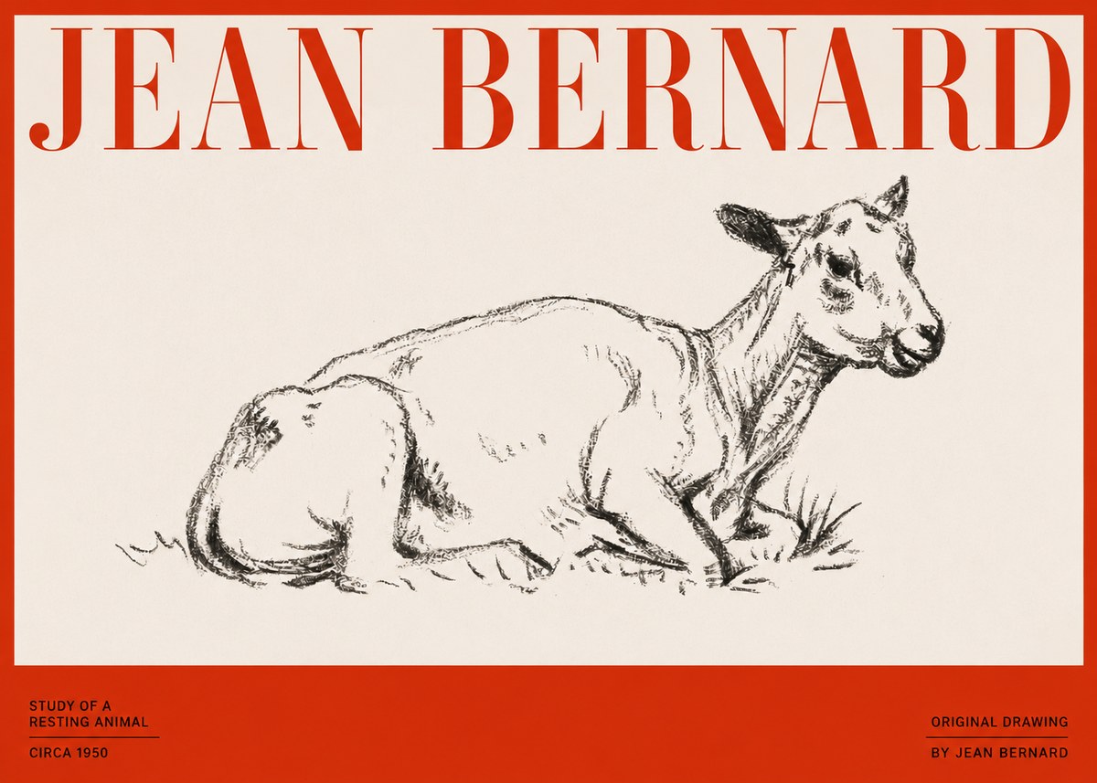 Jean Bernard Study of a Resting Animal No2 - Plakát