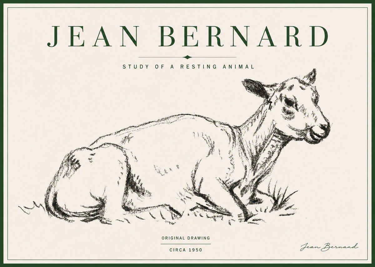 Jean Bernard Study of a Resting Animal No4 - Plakát
