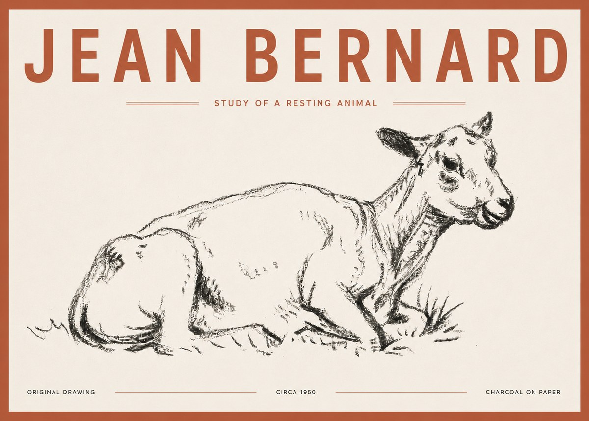 Jean Bernard Study of a Resting Animal No5 - Plakát