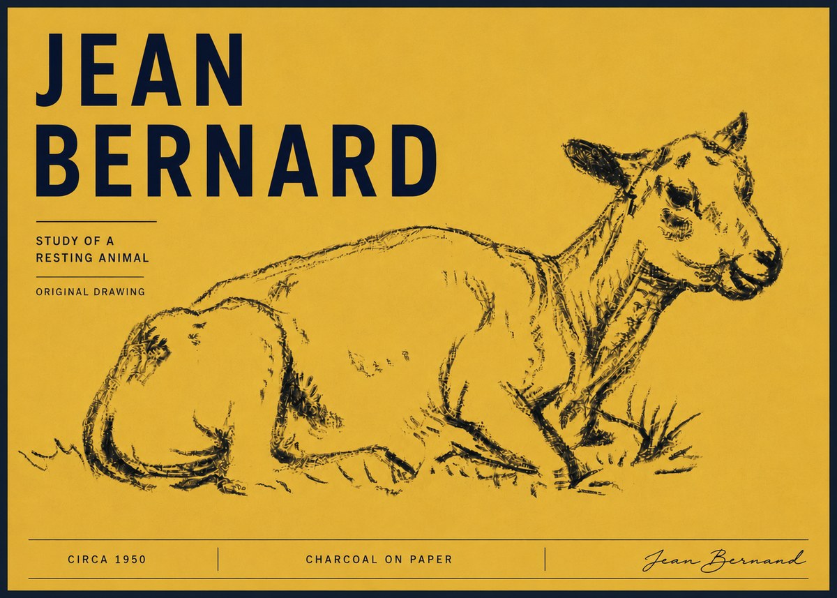 Jean Bernard Study of a Resting Animal No6 - Plakát