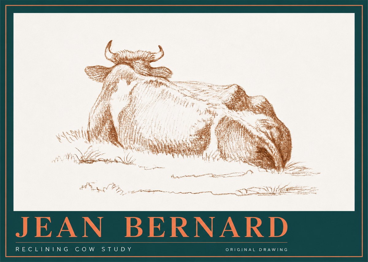 Jean Bernard Reclining Cow Study No2 - Plakát