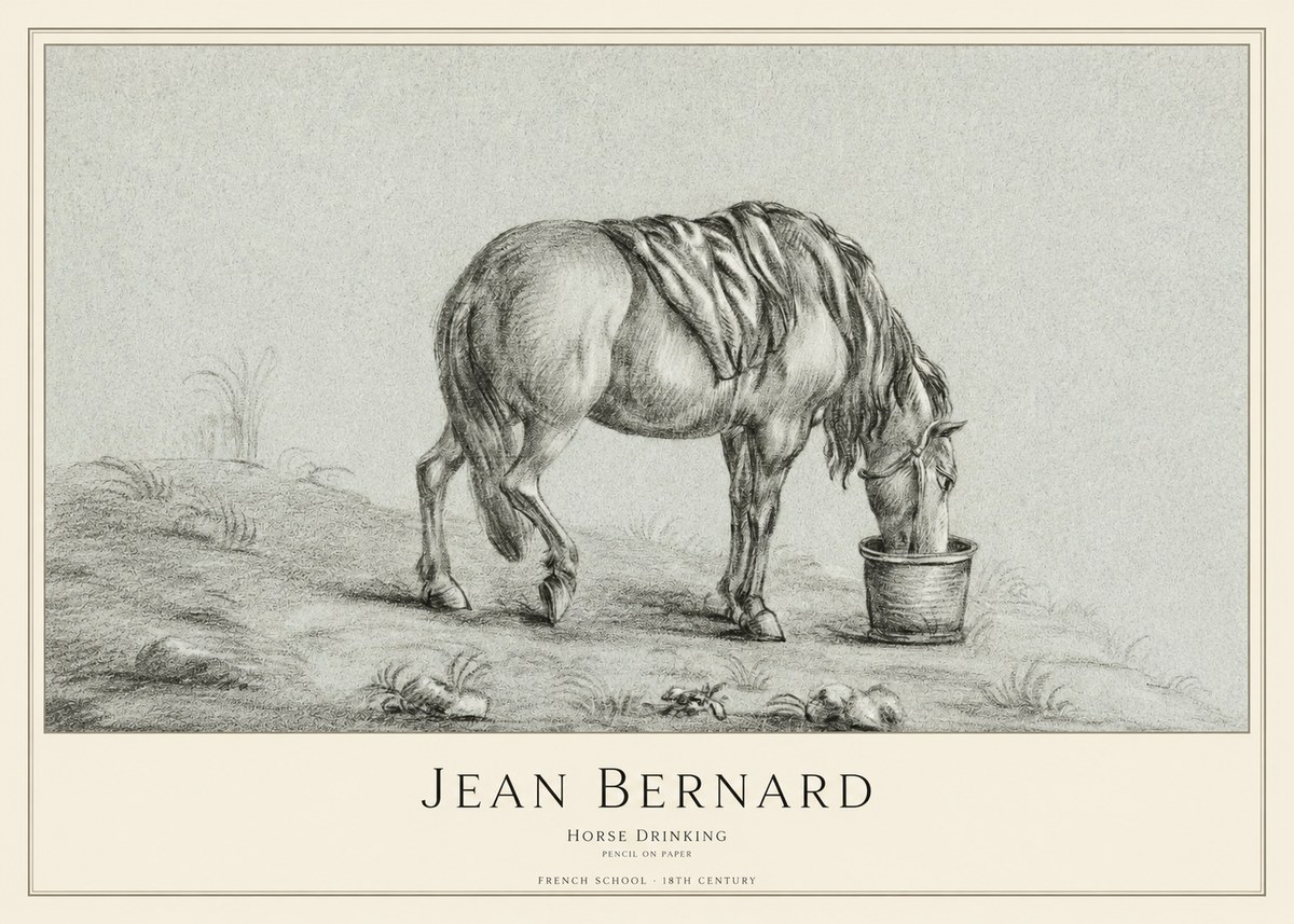 Jean Bernard Horse Drinking No1 - Plakát