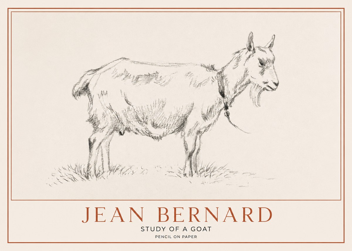 Jean Bernard Study of a Goat III No1 - Plakát