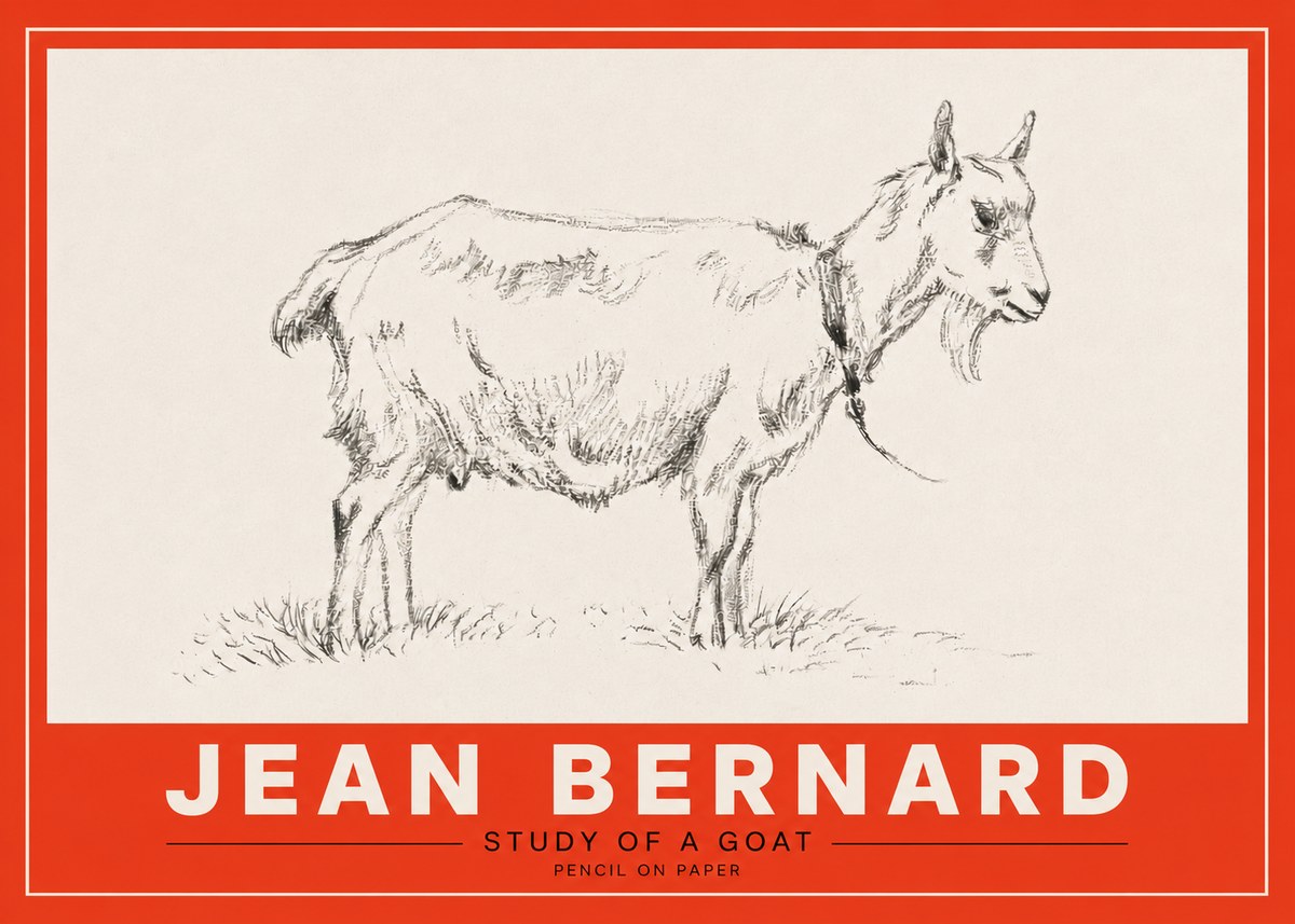 Jean Bernard Study of a Goat III No3 - Plakát