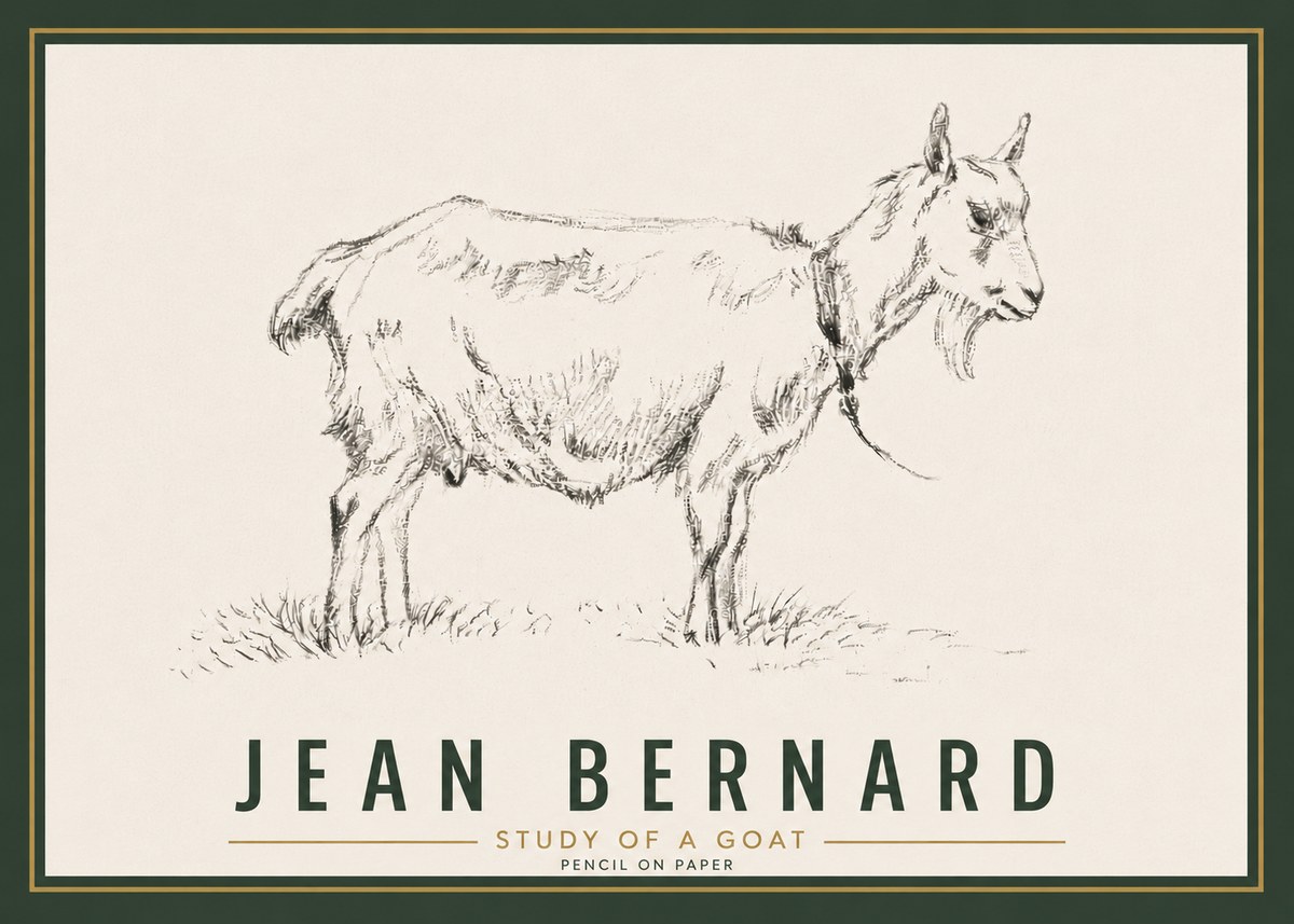 Jean Bernard Study of a Goat III No6 - Plakát