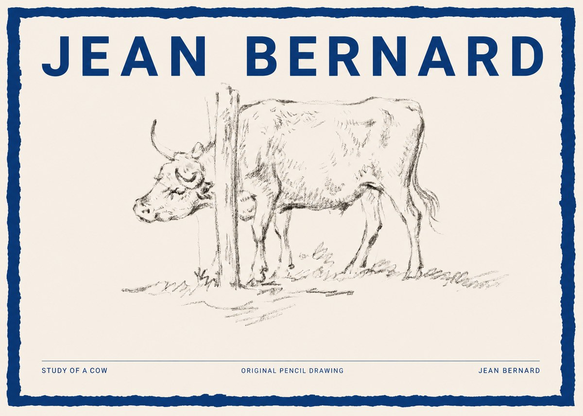 Jean Bernard Study of a Cow VII No2 - Plakát
