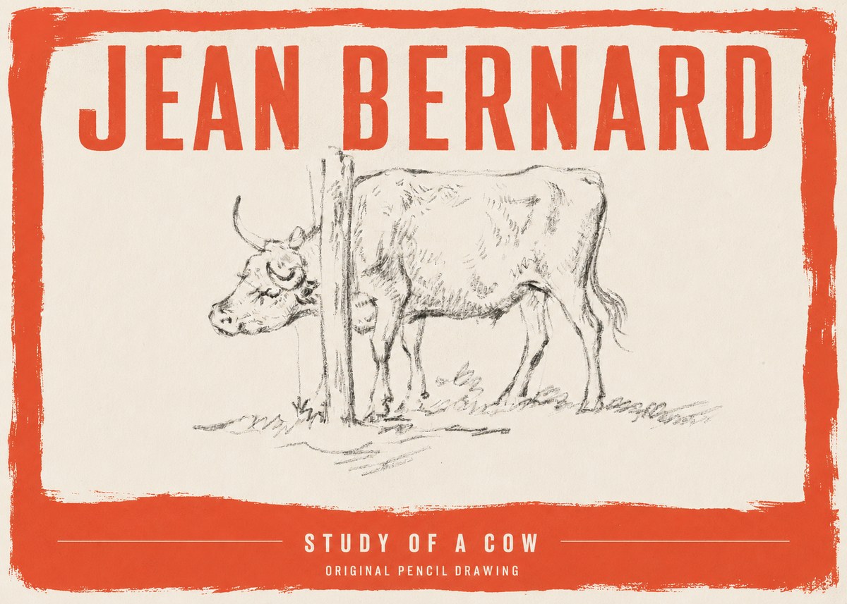 Jean Bernard Study of a Cow VII No3 - Plakát