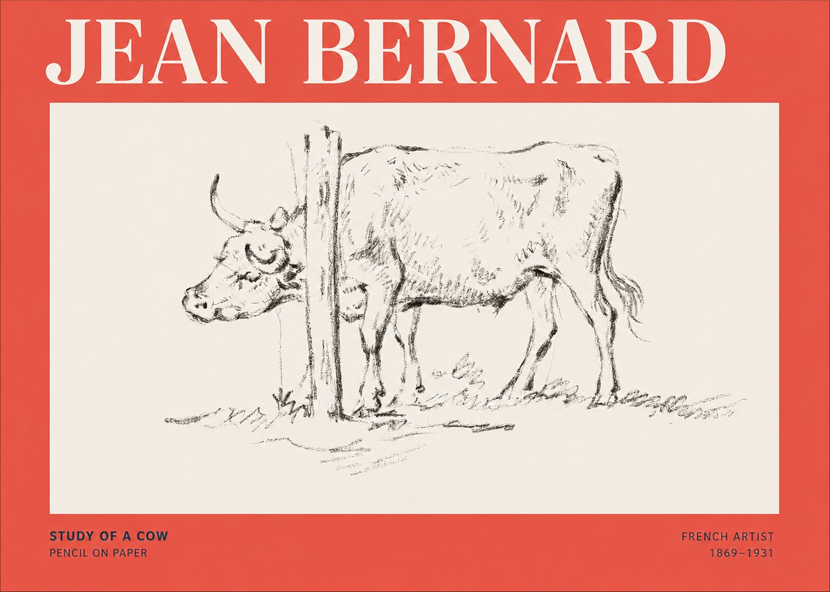 Jean Bernard Study of a Cow VII No5 - Plakát