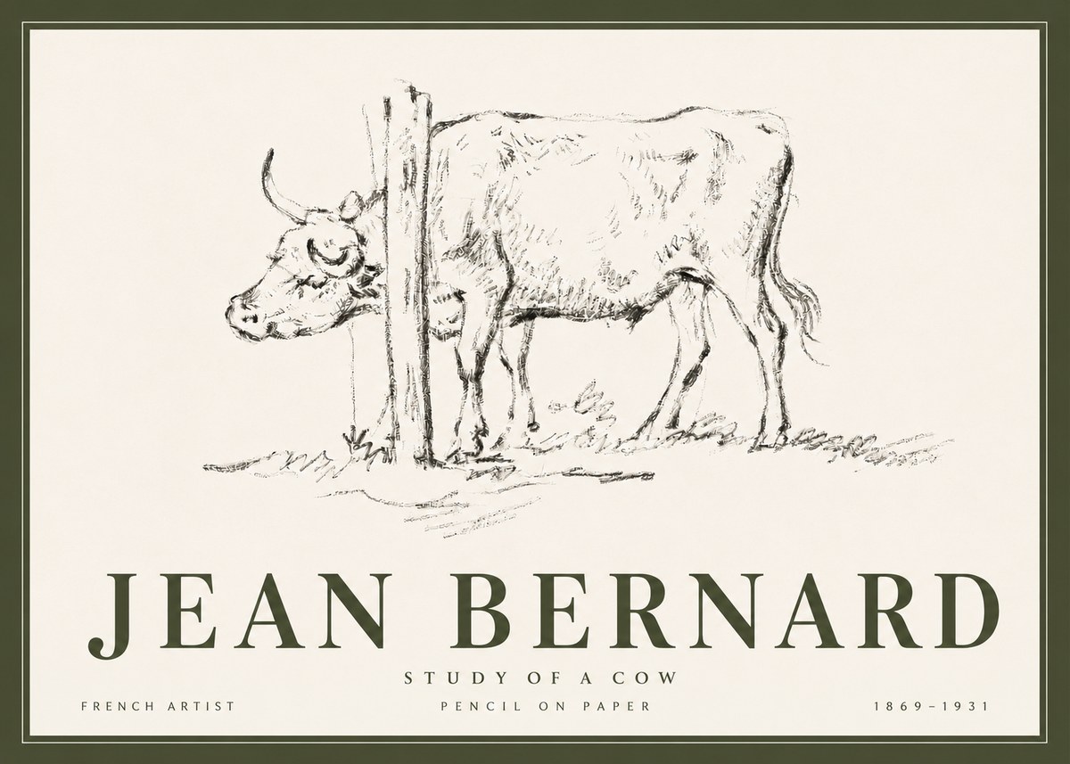 Jean Bernard Study of a Cow VII No6 - Plakát