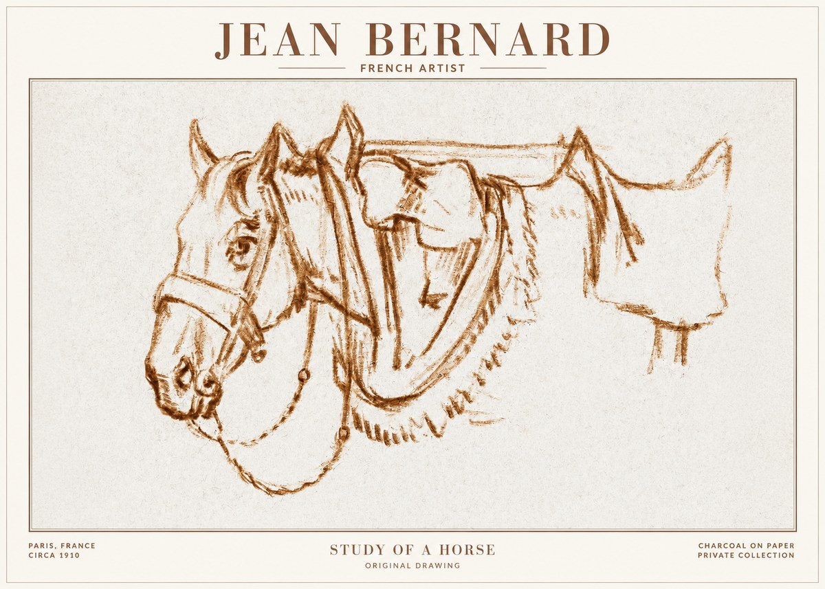 Jean Bernard Study of a Horse VII No1 - Plakát