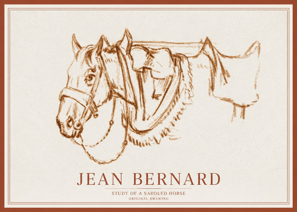 Jean Bernard Study of a Horse VII No3 - Plakát