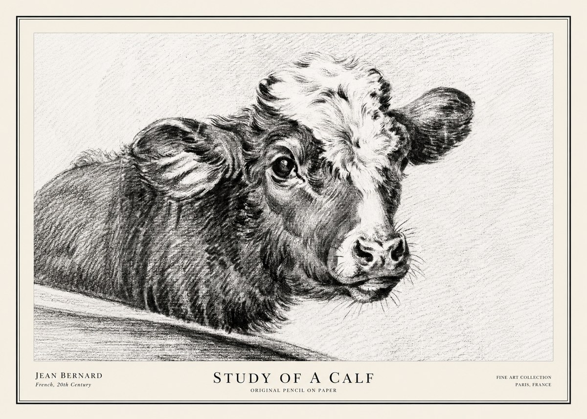 Jean Bernard Study of a Calf II No3 - Plakát